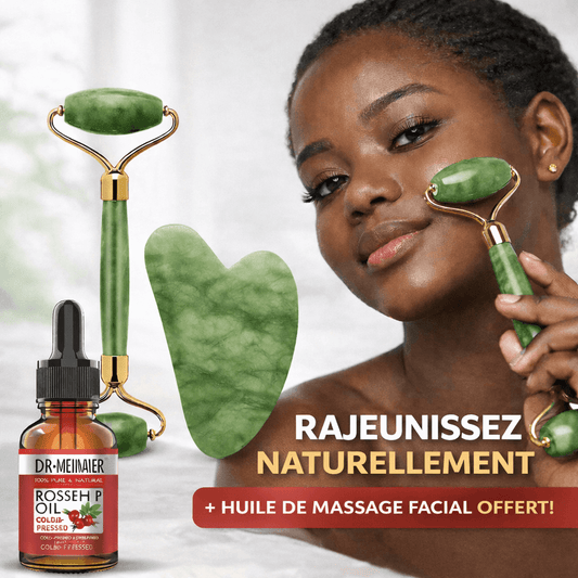 Rouleau De Jade Et Gua Sha + Huile Faciale Offerte Aujourd'hui🎁